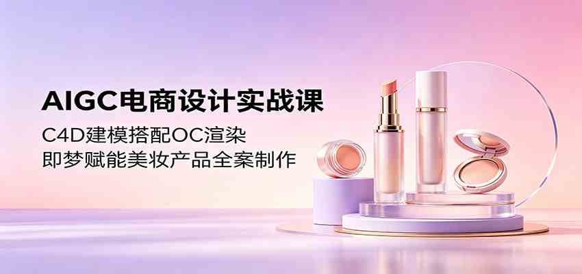 AIGC电商设计实战课：C4D建模搭配OC渲染，即梦赋能美妆产品全案制作-副业资源网