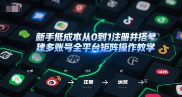 新手低成本从0到1注册并搭建多账号全平台矩阵操作教学，手机号-邮箱-IP-工具-副业资源网