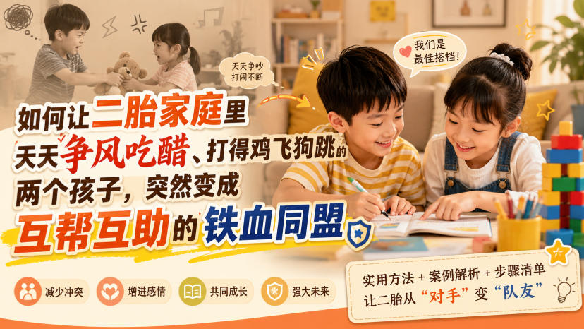 付费文章：如何让二胎家庭里天天争风吃醋、打得鸡飞狗跳的两个孩子，突然变成互帮互助的铁血同盟？-副业资源网