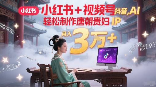 小红书+视频号+抖音，AI轻松制作唐朝贵妇IP，每天30分钟，轻松产出N条，月入3W+-副业资源网