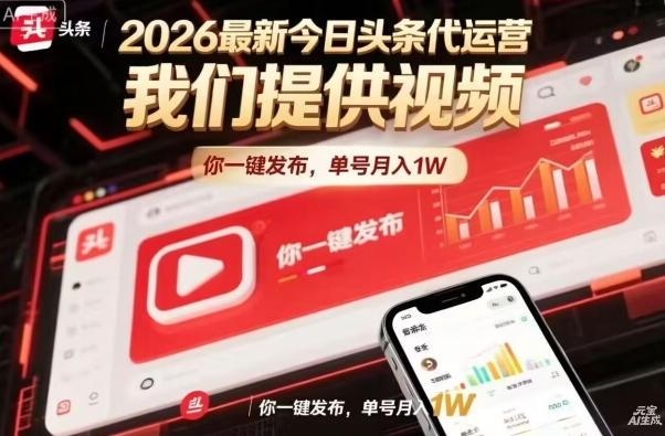 今日头条躺賺模式，你9我1，操作简单，一键发布，单机日入数百，长期合作【揭秘】-副业资源网