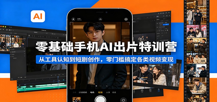 零基础手机AI出片特训营：从工具认知到短剧创作，零门槛搞定各类视频变现-副业资源网