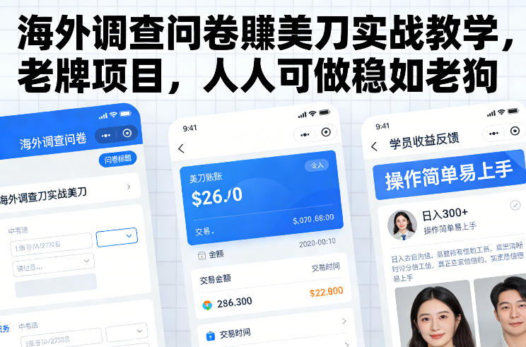 海外调查问卷賺美刀实战教学，老牌项目，人人可做稳如老狗-副业资源网