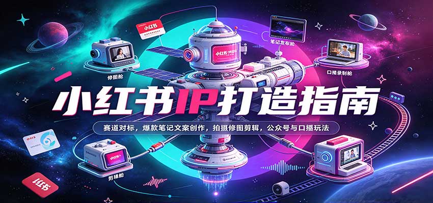小红书IP打造指南：赛道对标，爆款笔记文案创作，拍摄修图剪辑，公众号与口播玩法-副业资源网