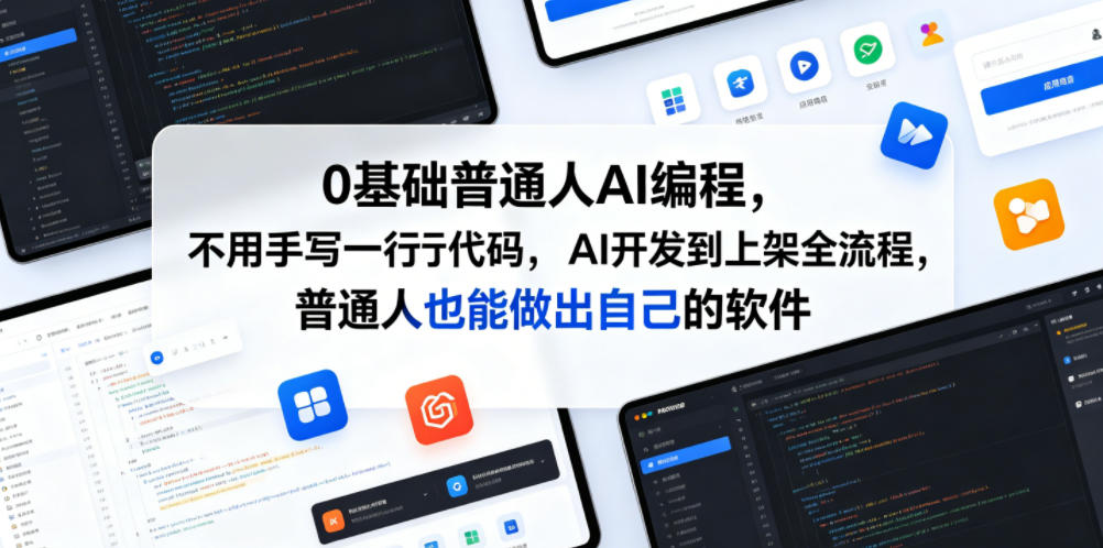 0基础普通人AI编程，不用手写一行代码，AI开发到上架全流程，普通人也能做出自己的软件-副业资源网