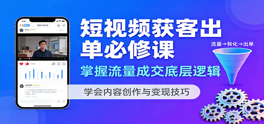 短视频获客出单必修课：掌握流量成交底层逻辑，学会内容创作与变现技巧-副业资源网