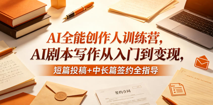 AI全能创作人训练营，AI剧本写作从入门到变现，短篇投稿+中长篇签约全指导-副业资源网