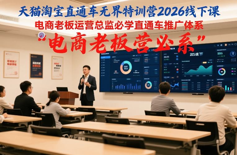 天猫淘宝直通车无界特训营2026线下课，电商老板运营总监必学直通车推广体系-副业资源网