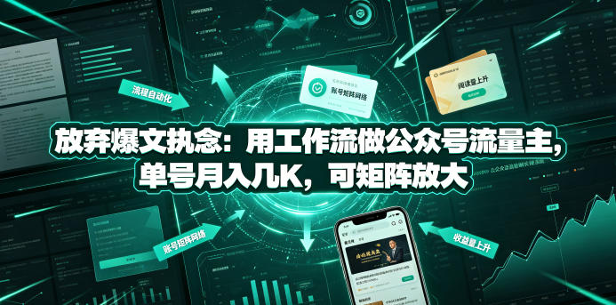 放弃爆文执念：用工作流做公众号流量主，单号月入几K，可矩阵放大-副业资源网