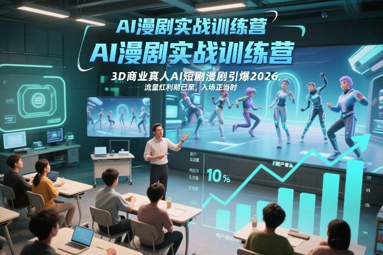 AI漫剧实战训练营，3D商业真人AI短剧漫剧引爆2026，流量红利期已至，入场正当时-副业资源网