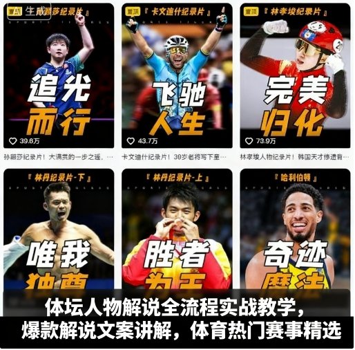 体坛人物解说全流程实战教学，爆款解说文案讲解，体育热门赛事精选-副业资源网