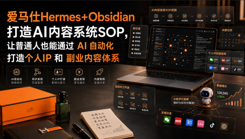 爱马仕Hermes+Obsidian打造AI内容系统SOP,让普通人也能通过 AI 自动化打造个人IP 和 副业内容体系-副业资源网