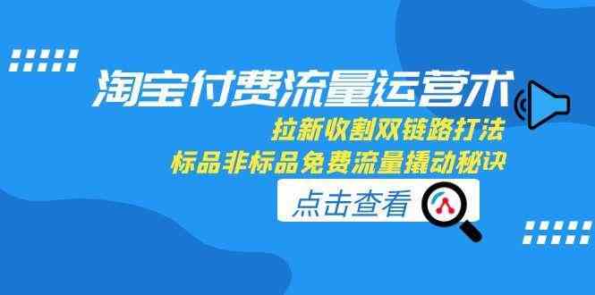 淘宝付费流量运营术，拉新收割双链路打法，标品非标品免费流量撬动秘诀-副业资源网