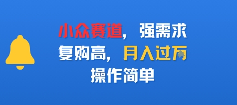 小众赛道，强需求，复购高，月入过w，操作简单-副业资源网