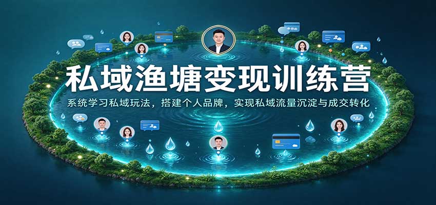 私域渔塘变现训练营：系统学习私域玩法，搭建个人品牌，实现私域流量沉淀与成交转化-副业资源网
