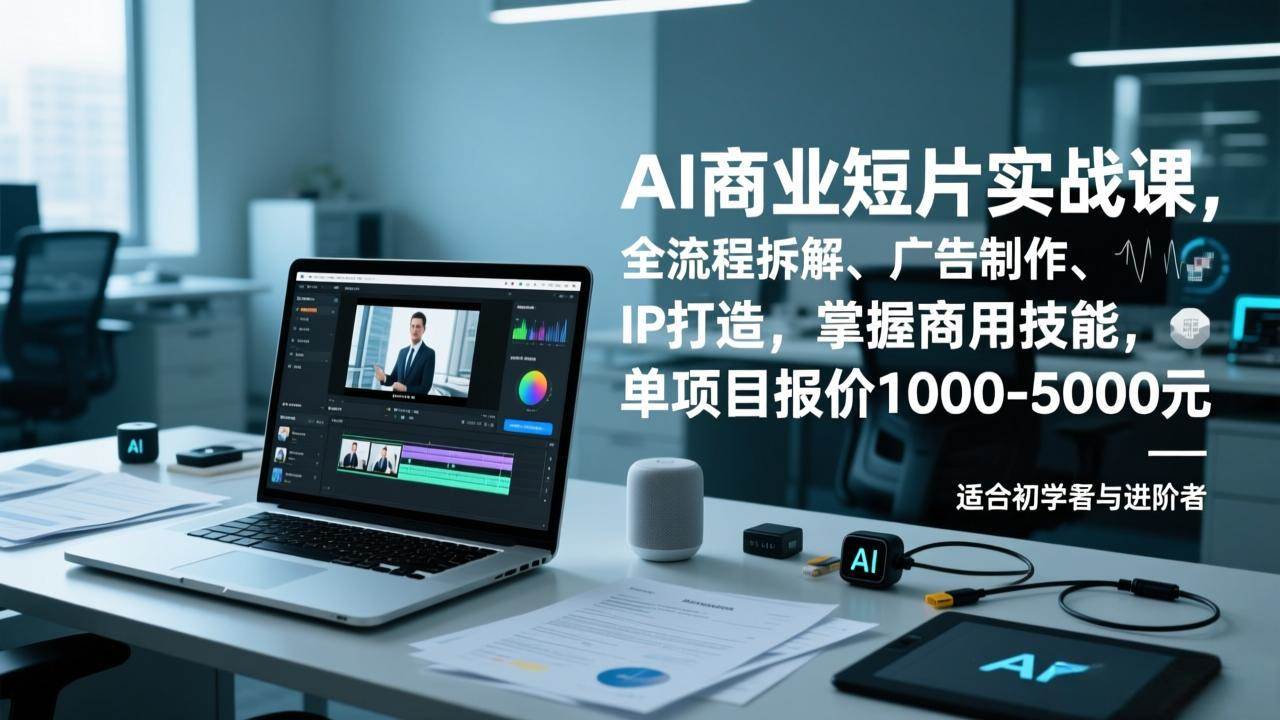 （17050期）AI商业短片实战课，全流程拆解、广告制作、IP打造，掌握商用技能，单项目报价1000-5000元-副业资源网