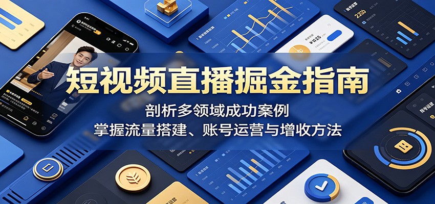 短视频直播掘金指南：剖析多领域成功案例，掌握流量搭建、账号运营与增收方法-副业资源网