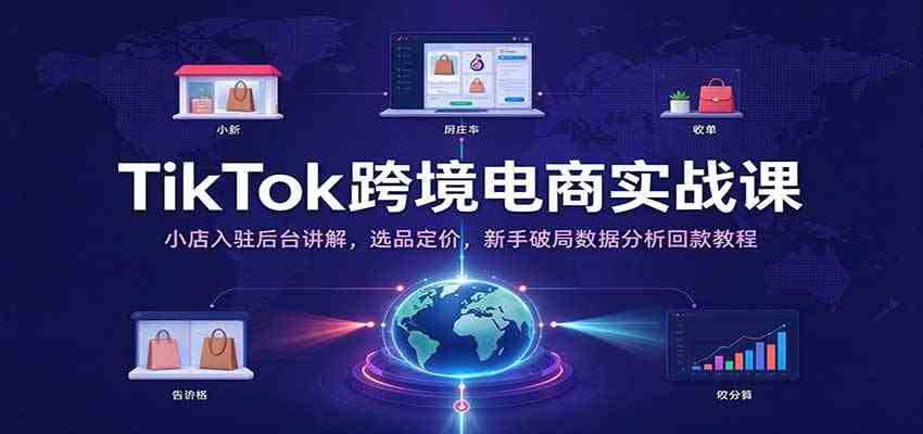 TikTok跨境电商实战课：小店入驻后台讲解，选品定价，新手破局数据分析回款教程-副业资源网