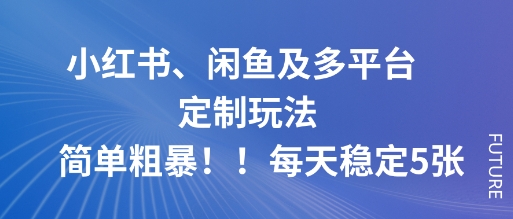 小红书、闲鱼及多平台定制玩法简单粗暴!每天稳定5张-副业资源网
