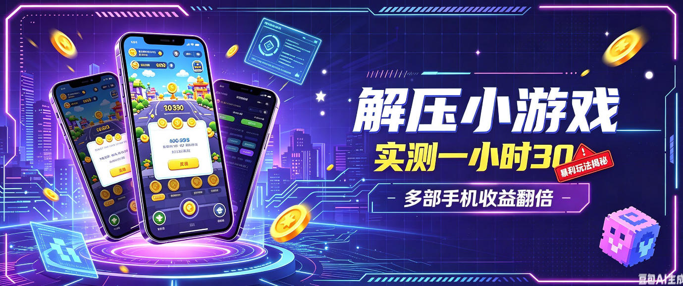 小游戏全流程玩法，实测一小时搞30，简单无脑解压，当天做当天就能看到进账，直接冲就行【揭秘】-副业资源网