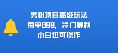 男粉项目高级玩法，每单899，冷门暴利，小白也可操作-副业资源网