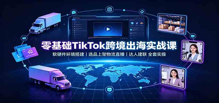 零基础TikTok跨境出海实战课：软硬件环境搭建，选品上架物流直播，达人建联全套实操-副业资源网