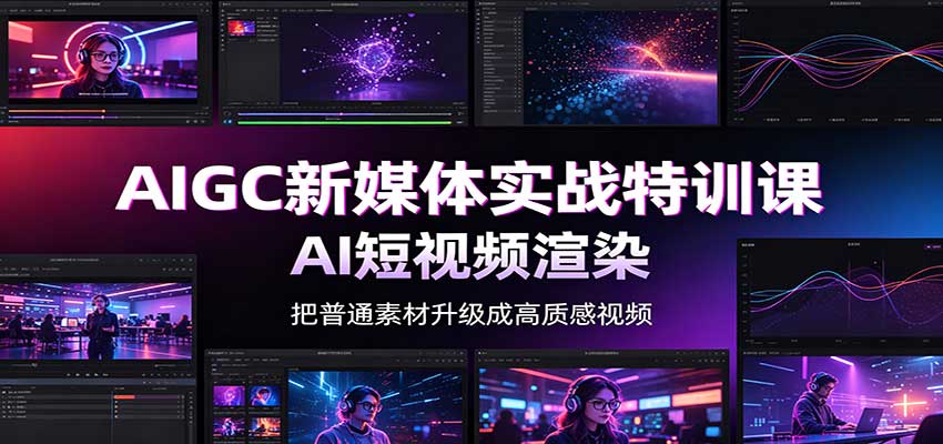 AIGC新媒体实战特训课：工具入门实操，AI短视频渲染，数字人商业视频制作-副业资源网