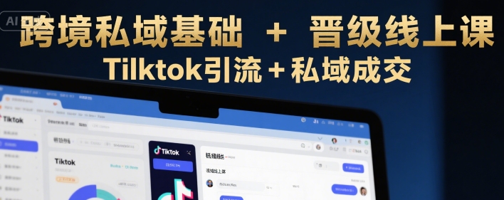 跨境私域基础+晋级线上课，Tilktok引流+私域成交-副业资源网