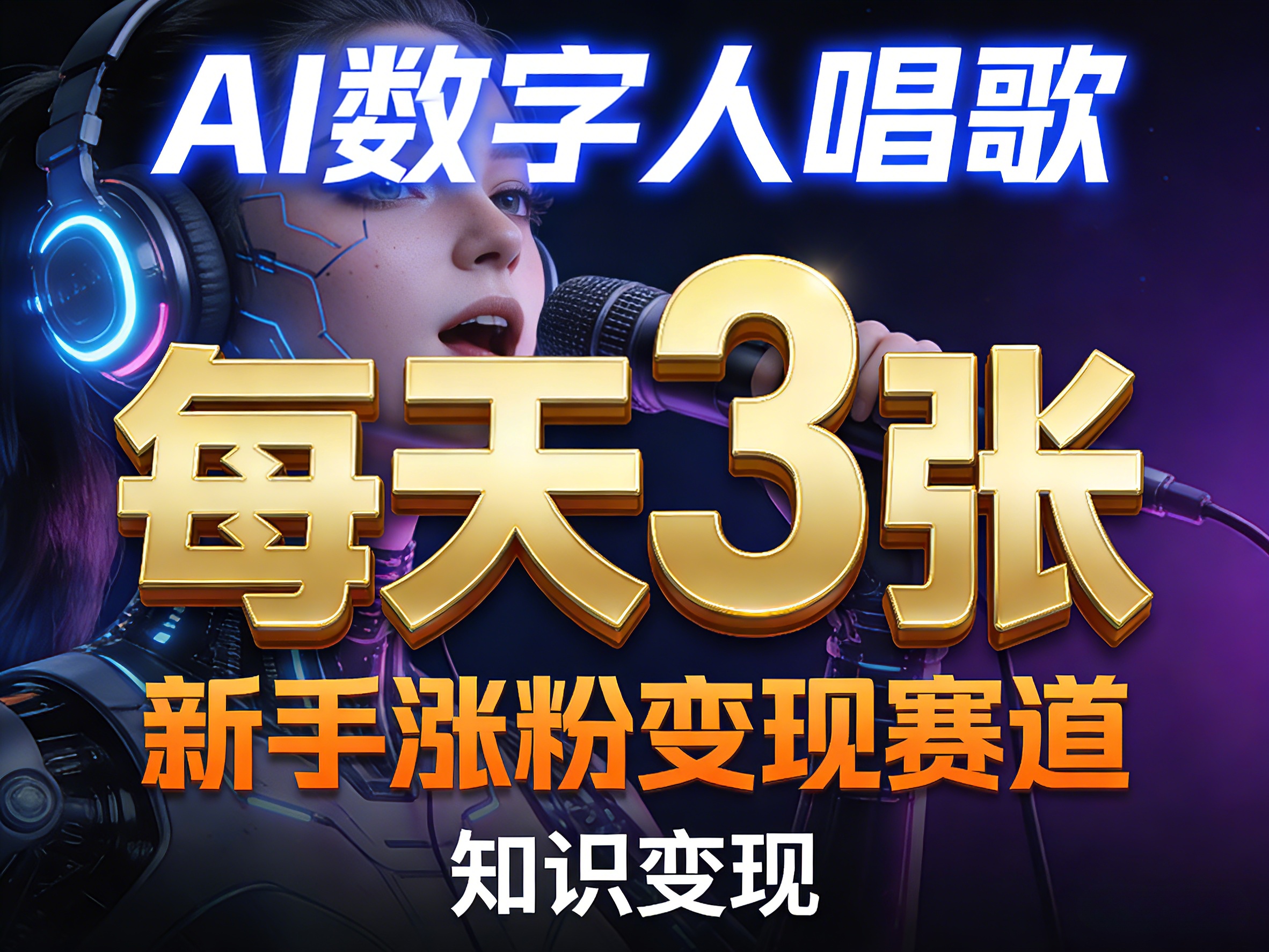 AI数字人唱歌，新手涨粉变现赛道，每天3张和知识付费，副业必备-副业资源网
