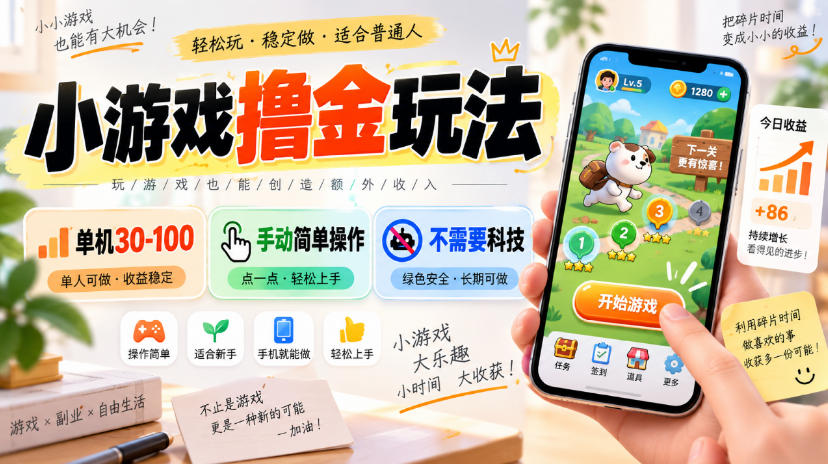 外面卖580全新的小游戏撸金玩法，单机30-100，手动简单操作，不需要科技（更新0918）-副业资源网