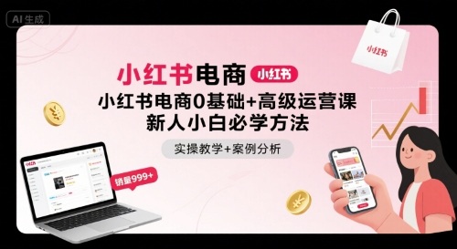 小红书电商0基础+高级运营课，新人小白必学方法，实操教学+案例分析-副业资源网
