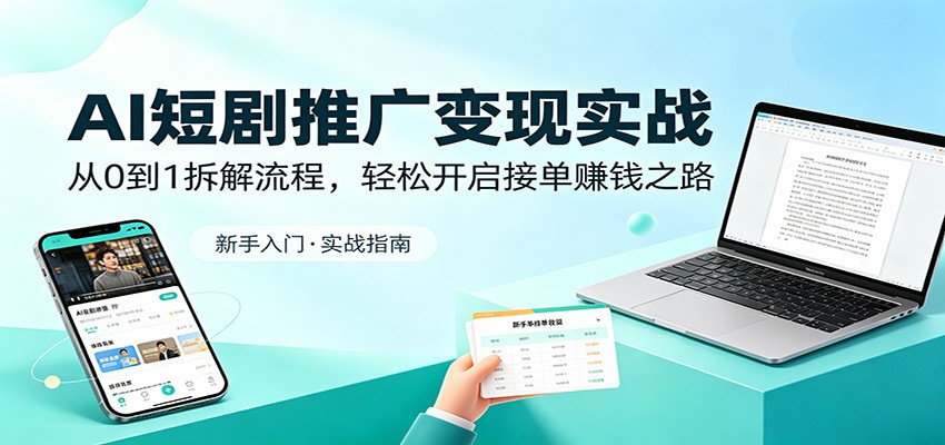AI短剧推广变现实战：从0到1拆解流程，轻松开启接单赚钱之路-副业资源网