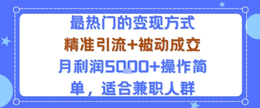 小众赛道玩法：当下最热门的变现方式，精准引流+被动成交月利润5k+操作简单，适合兼职人群-副业资源网