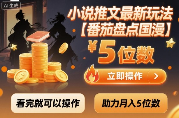 小说推文最新玩法，助力月入5位数【番茄盘点国漫】玩法，看完就可以操作-副业资源网