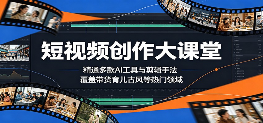 短视频创作大课堂：精通多款AI工具与剪辑手法，覆盖带货、育儿、古风等热门领域-副业资源网