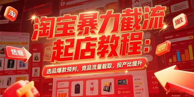 （15468期）淘宝暴力截流起店教程：选品爆款预判，竞品流量截取，投产比提升-副业资源网