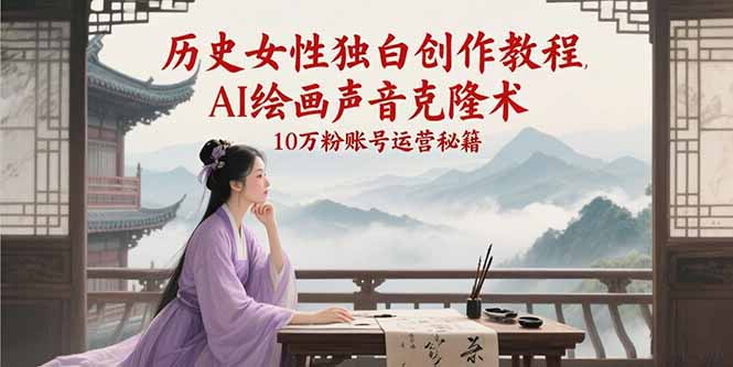 （15186期）历史女性独白创作教程，AI绘画声音克隆术，10万粉账号运营秘籍-副业资源网