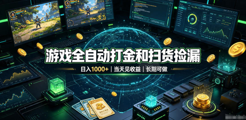 游戏全自动打金和扫货捡漏,日入1k+,当天见收益,长期可做!【揭秘】-副业资源网