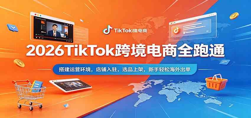2026TikTok跨境电商全跑通：搭建运营环境，店铺入驻，选品上架，新手轻松海外出单-副业资源网