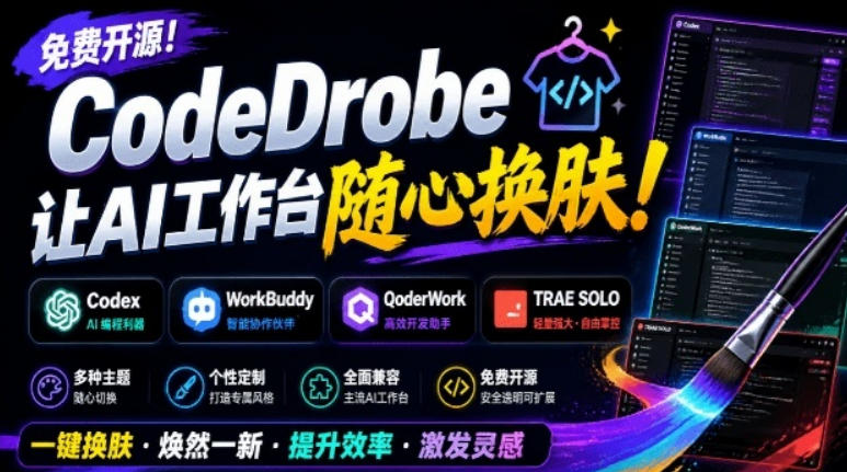免费开源的CodeDrobe，让AI工作台随心换肤，支持Codex、WorkBuddy等，免费且本地运行！-副业资源网