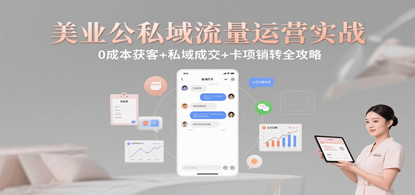 美业公私域流量运营实战：0成本获客+私域成交+卡项销转全攻略-副业资源网