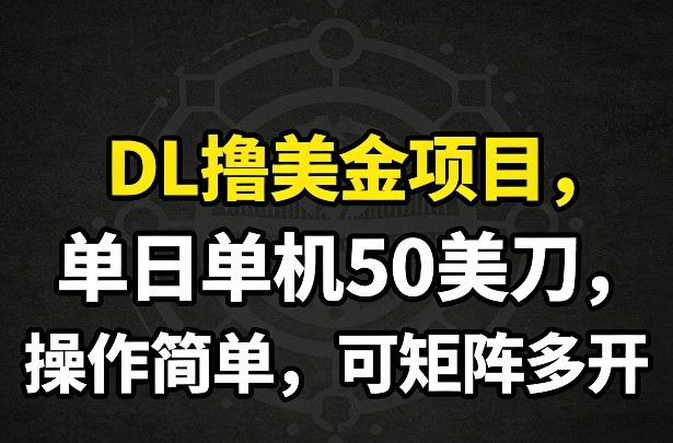 DL撸美金项目，单日单机50美刀，操作简单，可矩阵多开-副业资源网