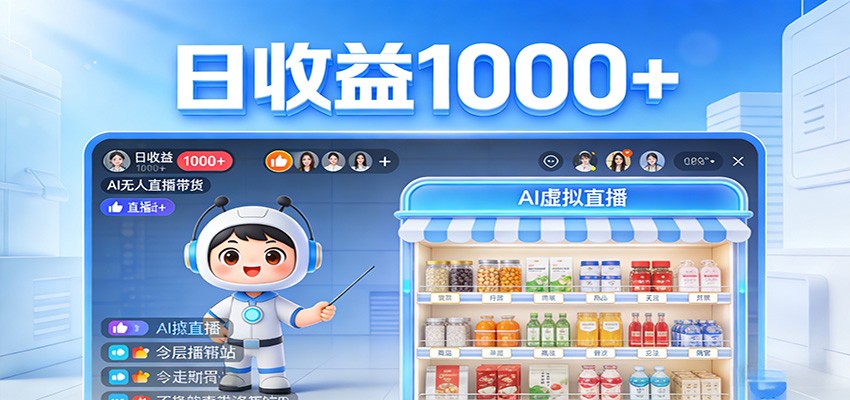 不用露脸不用说话，24小时自动卖货赚钱，全天自动直播，收益看得见-副业资源网