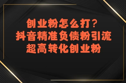 创业粉怎么打？抖音精准负债粉引流，超高转化创业粉-副业资源网