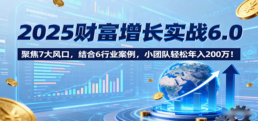 2025财富增长实战6.0，聚焦7大风口，结合6行业案例，小团队轻松年入200万！-副业资源网