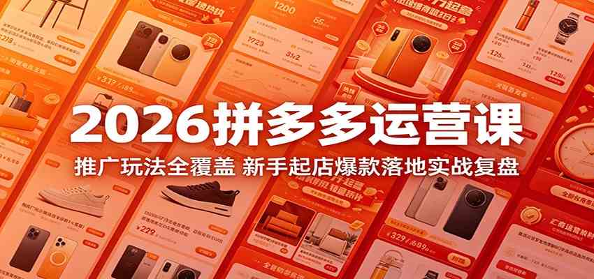 2026拼多多运营课：推广玩法全覆盖，新手起店爆款落地实战复盘-副业资源网