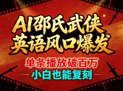 AI邵氏武侠英语风口爆发，单条播放破百万，小白也能复刻-副业资源网