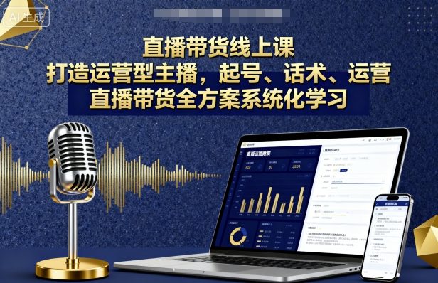 直播带货线上课，打造运营型主播，起号、话术、运营，直播带货全方案系统化学习-副业资源网