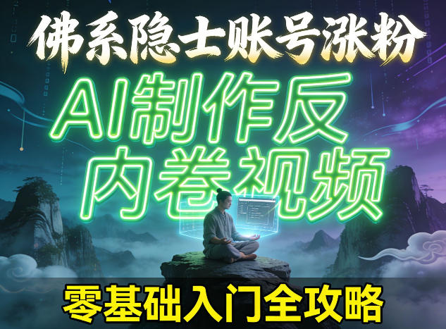 佛系隐士账号涨粉，AI制作反内卷视频，零基础入门全攻略-副业资源网