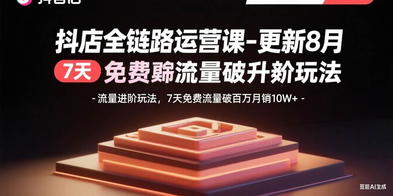 （15918期）抖店全链路运营课-更新8月：流量进阶玩法，7天免费流量破百万月销10W+-副业资源网